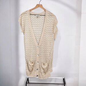 MNG Lurex Cardigan Beige Metallic Mango Suit Crochet Lace Sweater